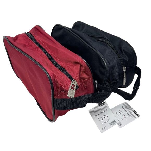 Travel Toiletry Bags Small Dopp Kits Zipper Bag Shaving Shower Case Set of 2 - Picture 1 of 4